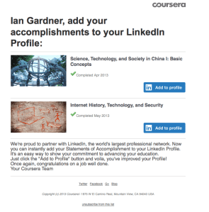 LinkedIn Coursera Email