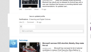 News feed of contact's Coursera-ing